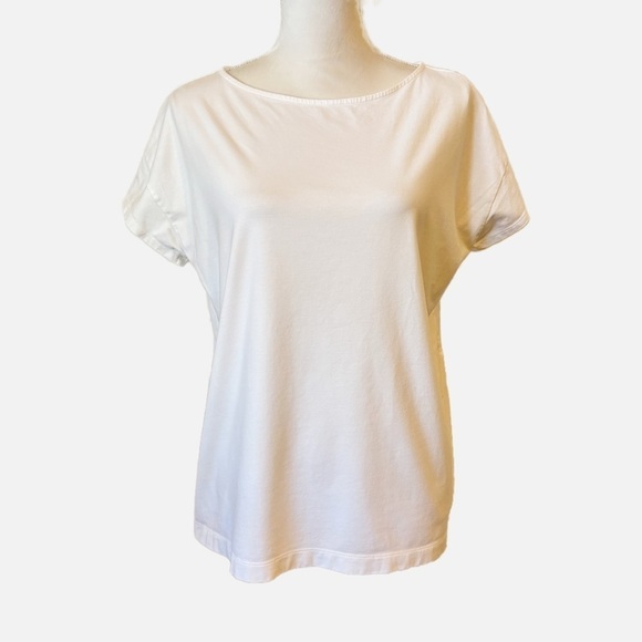 J. Jill Luxe Supima White Short Sleeve Tee Size Medium - Picture 8 of 8